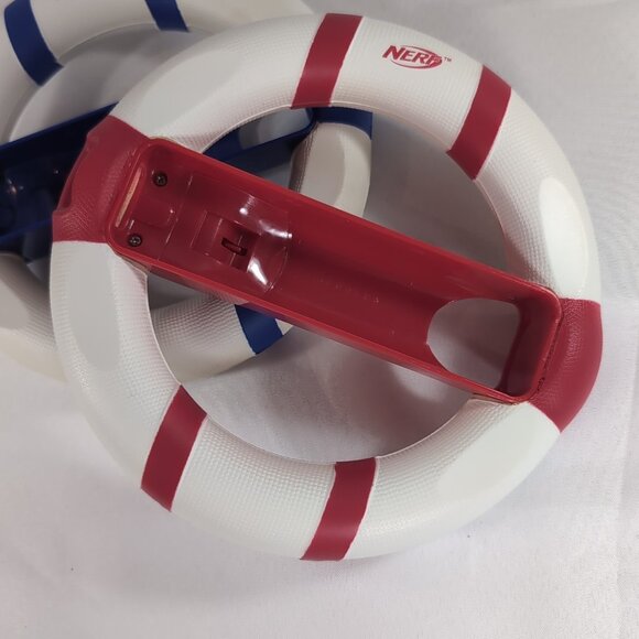 Nintendo Wii NERF 2008 2 Set Racing Wheel Controller Attachment Red Blue White - Picture 3 of 16